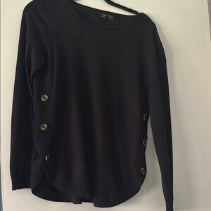 Black Buttoned Long Sleeve Sweater